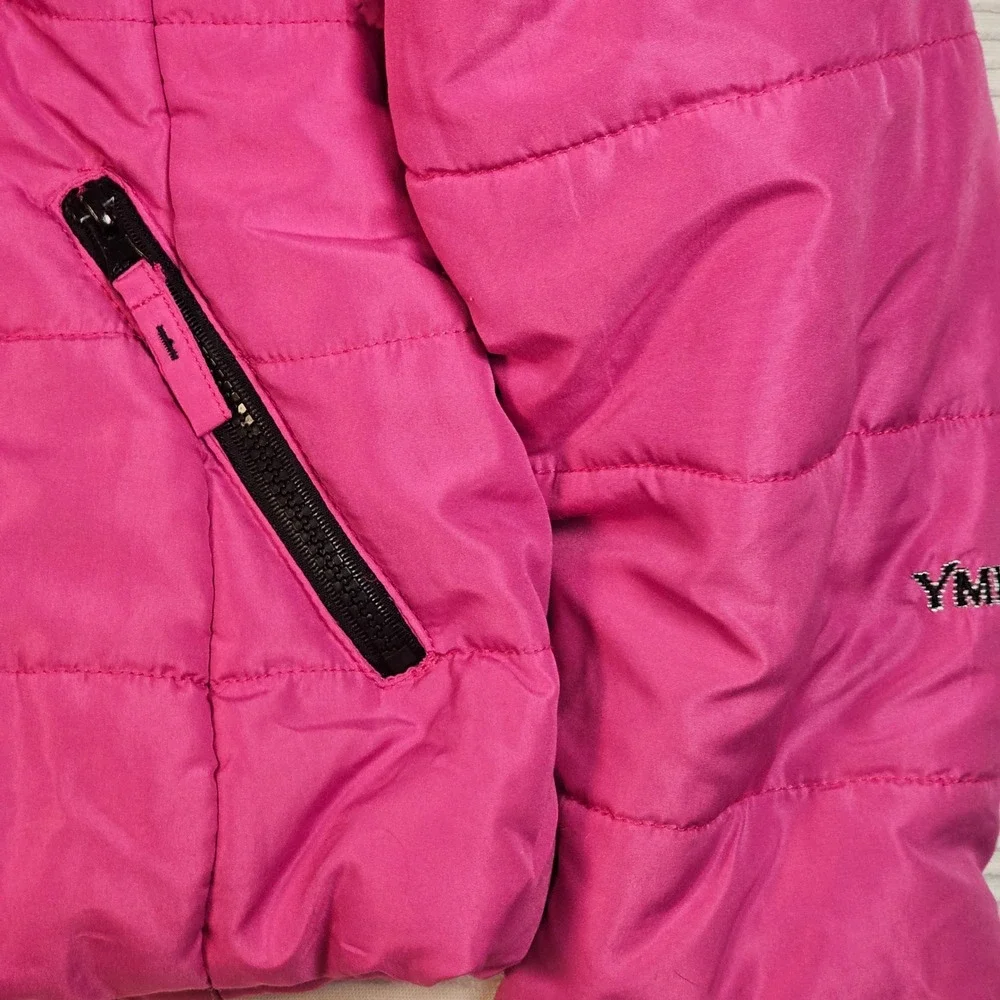 YMI Girls‎ Collection Pink Quilted Puffer Jacket Faux Fur Hood Size XL 16